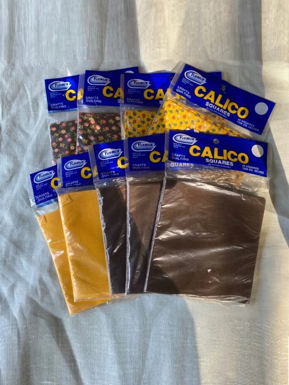 NWT Lot of 9 packages vintage 70s 80s Raymar pre-cut 6" calico fabric squares
